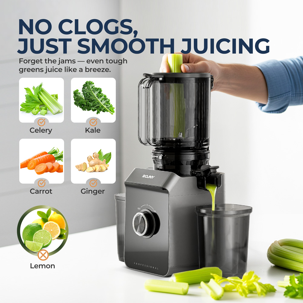 Electric Slow Juicer Cold Press - ROUNY Cold Press Extractor with Filter-Free,
