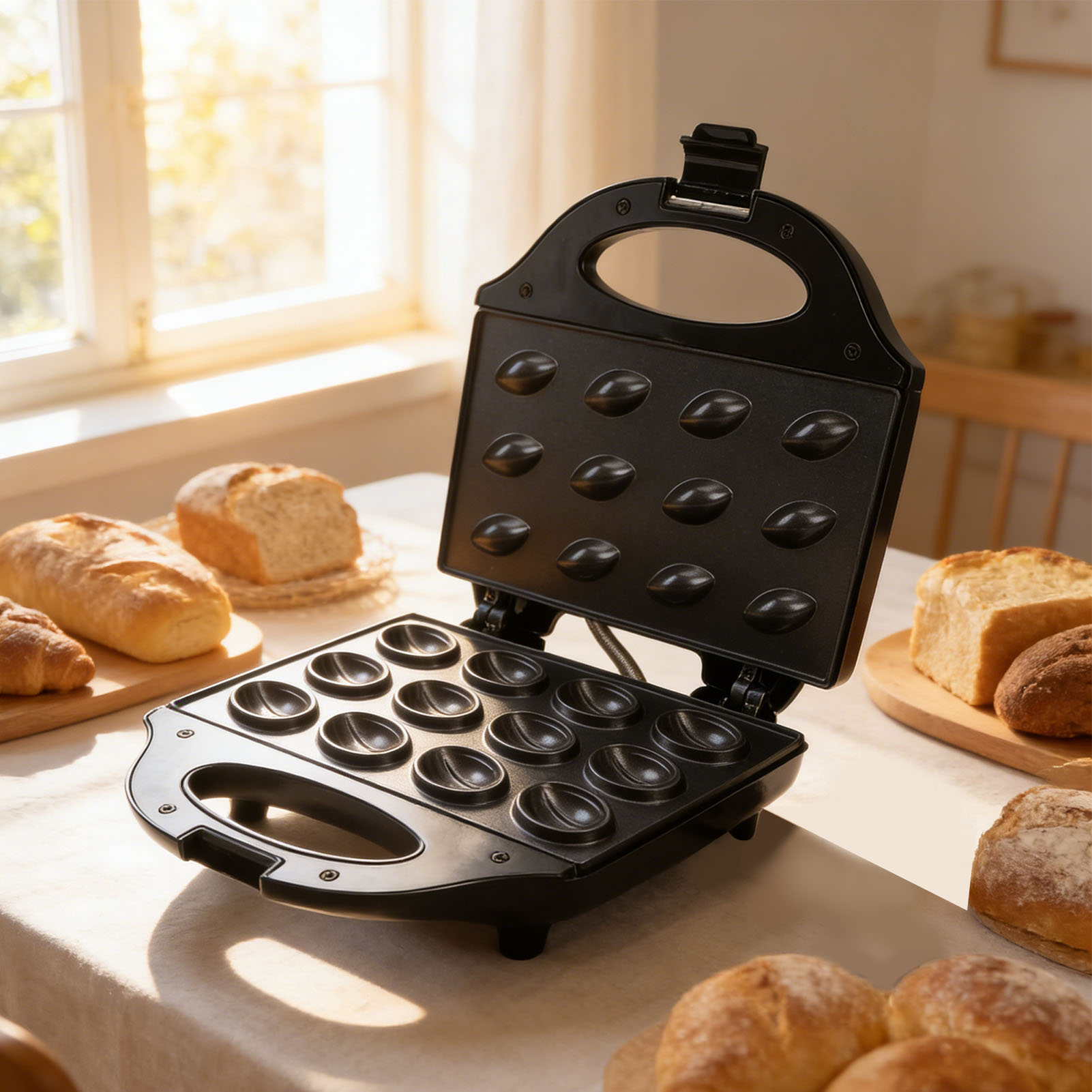 Walnut  Maker 750W 12 Capacity - Mini Waffle Maker Machine 评论和价格